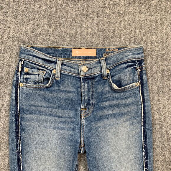 7 For All Mankind Jeans Womens 25 Denim Luxe Twisted Ankle Skinny Exposed Seams - Picture 4 of 14
